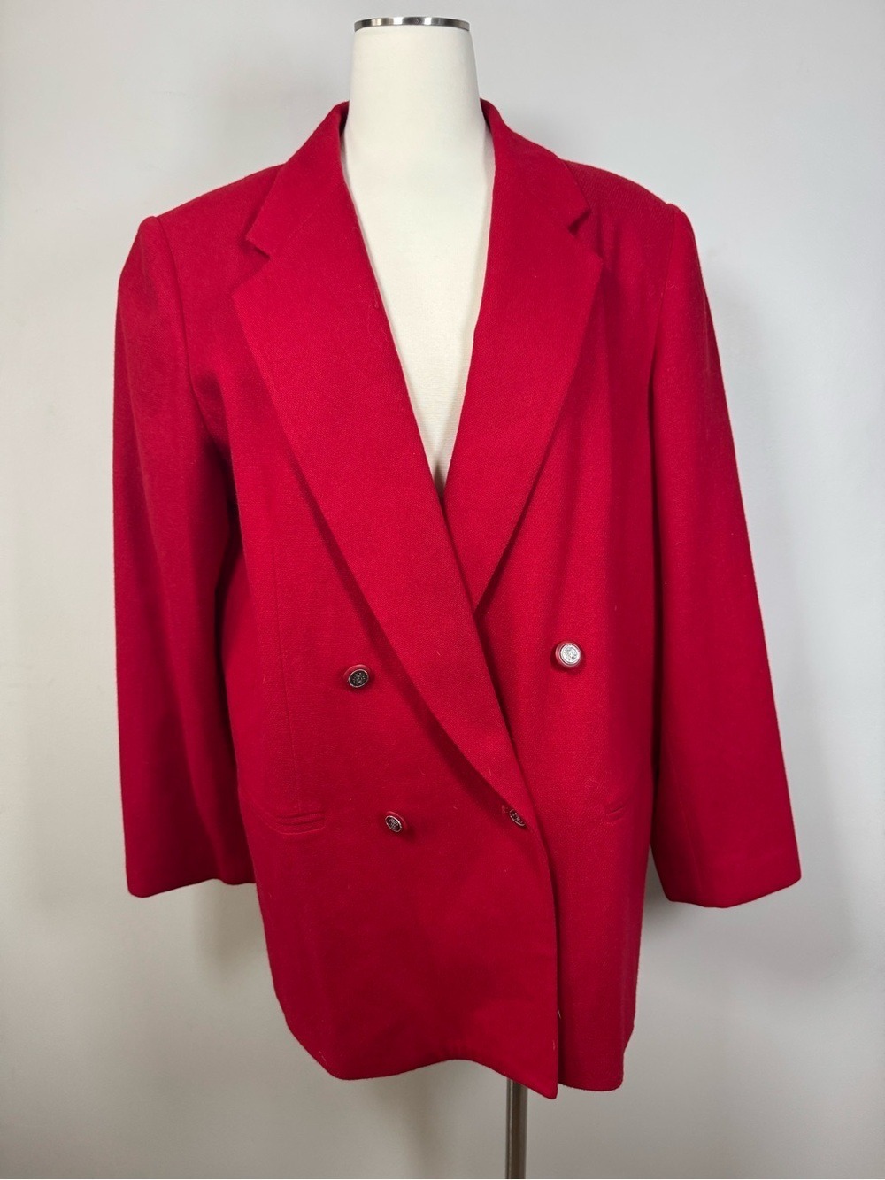 Requirement Vintage Red Double-Breasted Women's Blazer Jacket Wool size 12